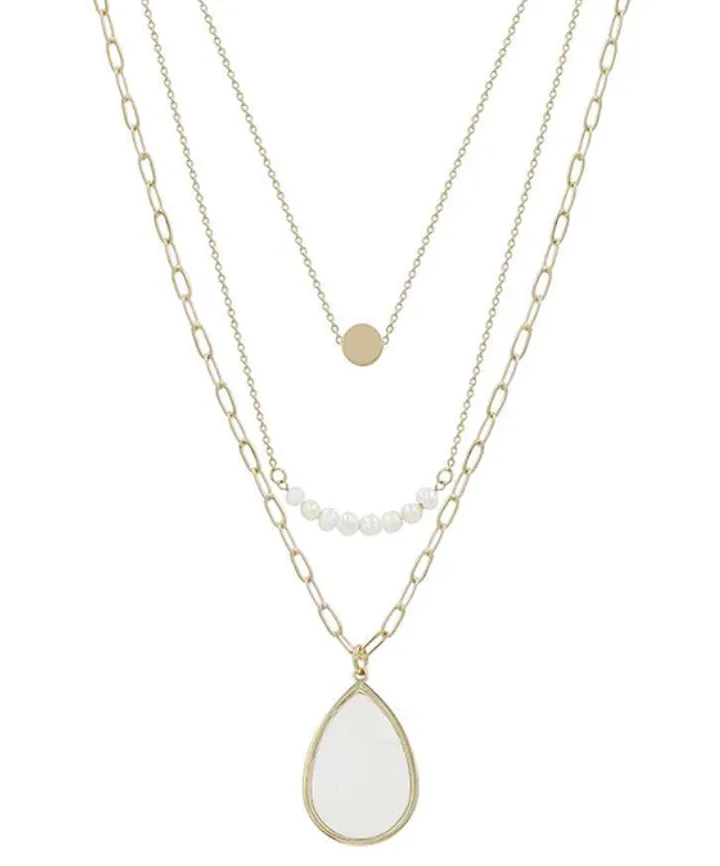 Layering Mother of Pearl Gold Necklace