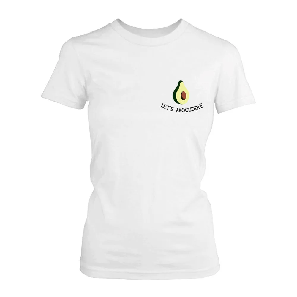 Let's Avocuddle Pocket Print Women's White Shirt Back To School