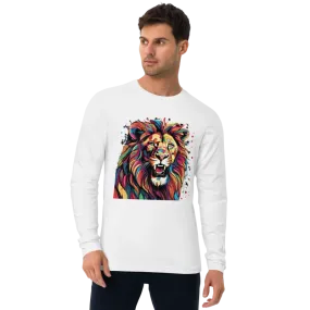 Lion with Paint Splash Mens Fitted Long Sleeve Shirt