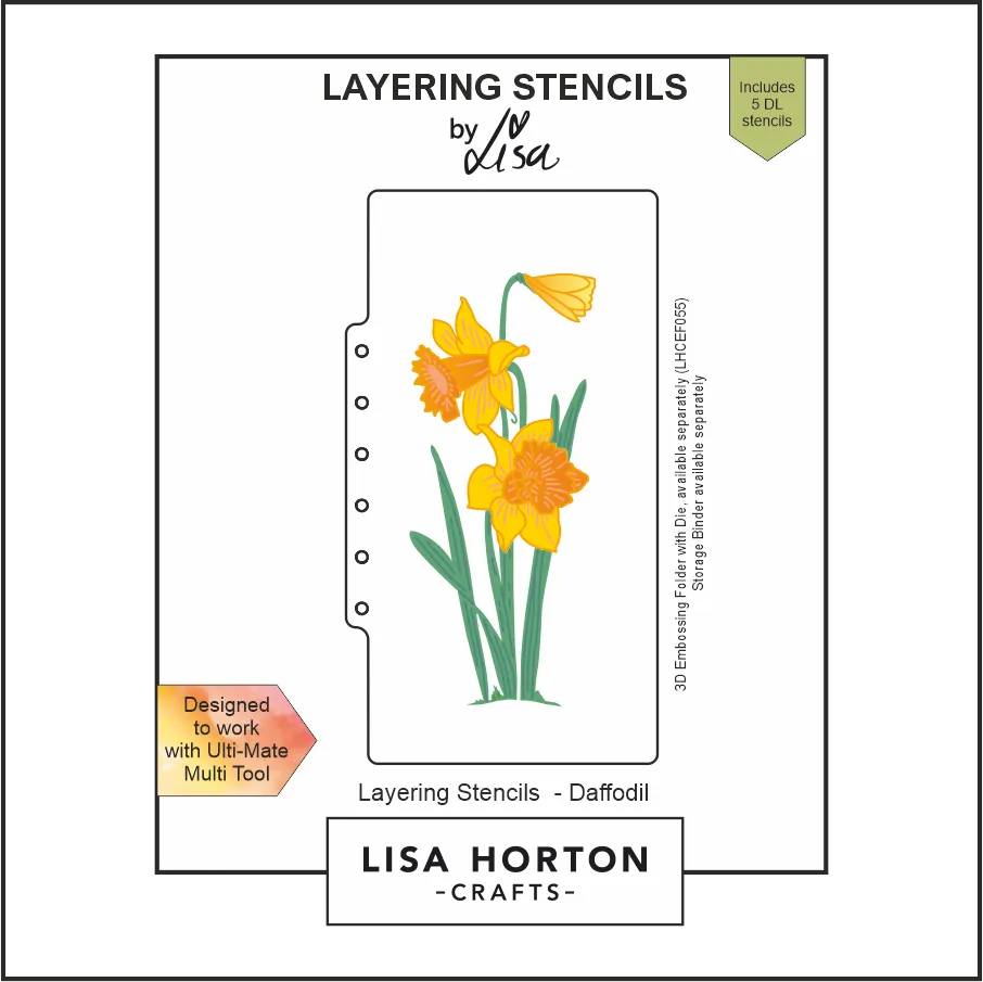 Lisa Horton Crafts Daffodil Slimline Layering Stencils