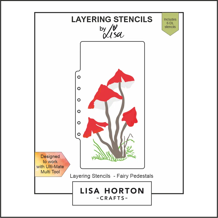 Lisa Horton Crafts Fairy Pedestals Slimline Layering Stencils