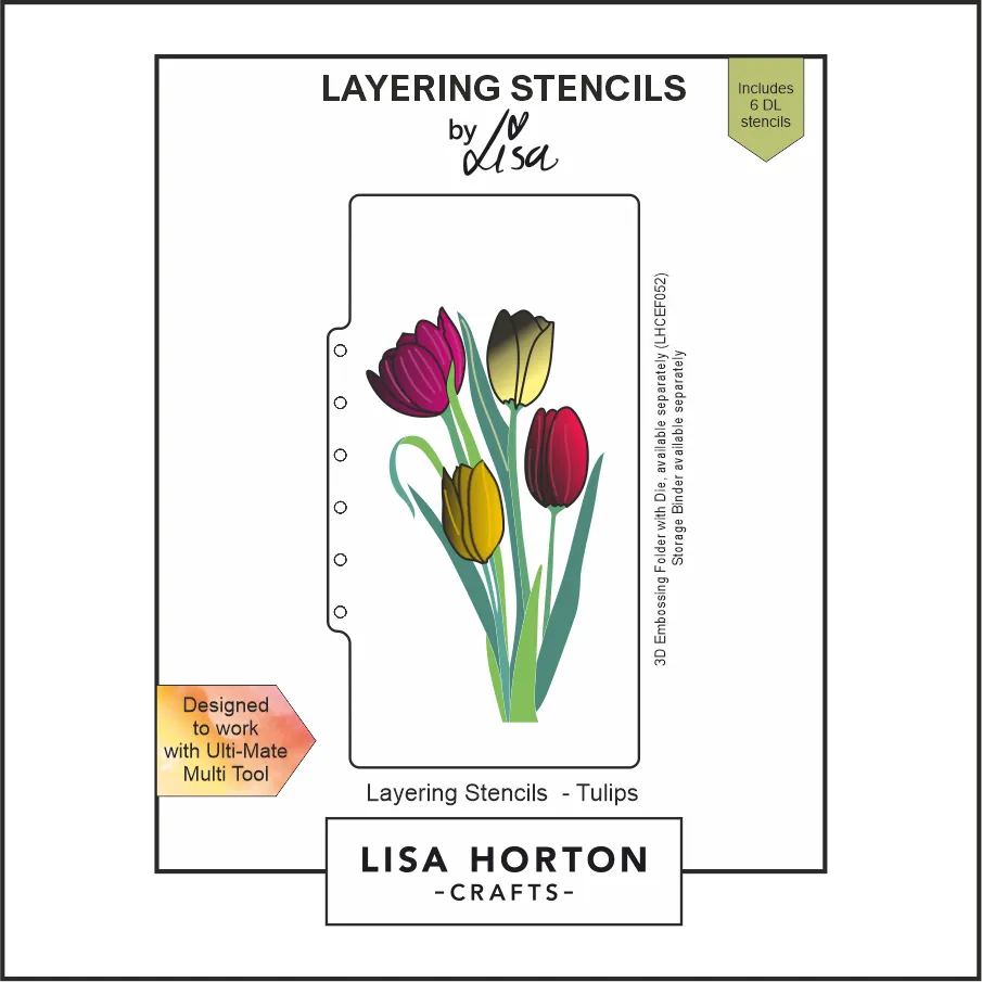 Lisa Horton Crafts Tulips Slimline Layering Stencils