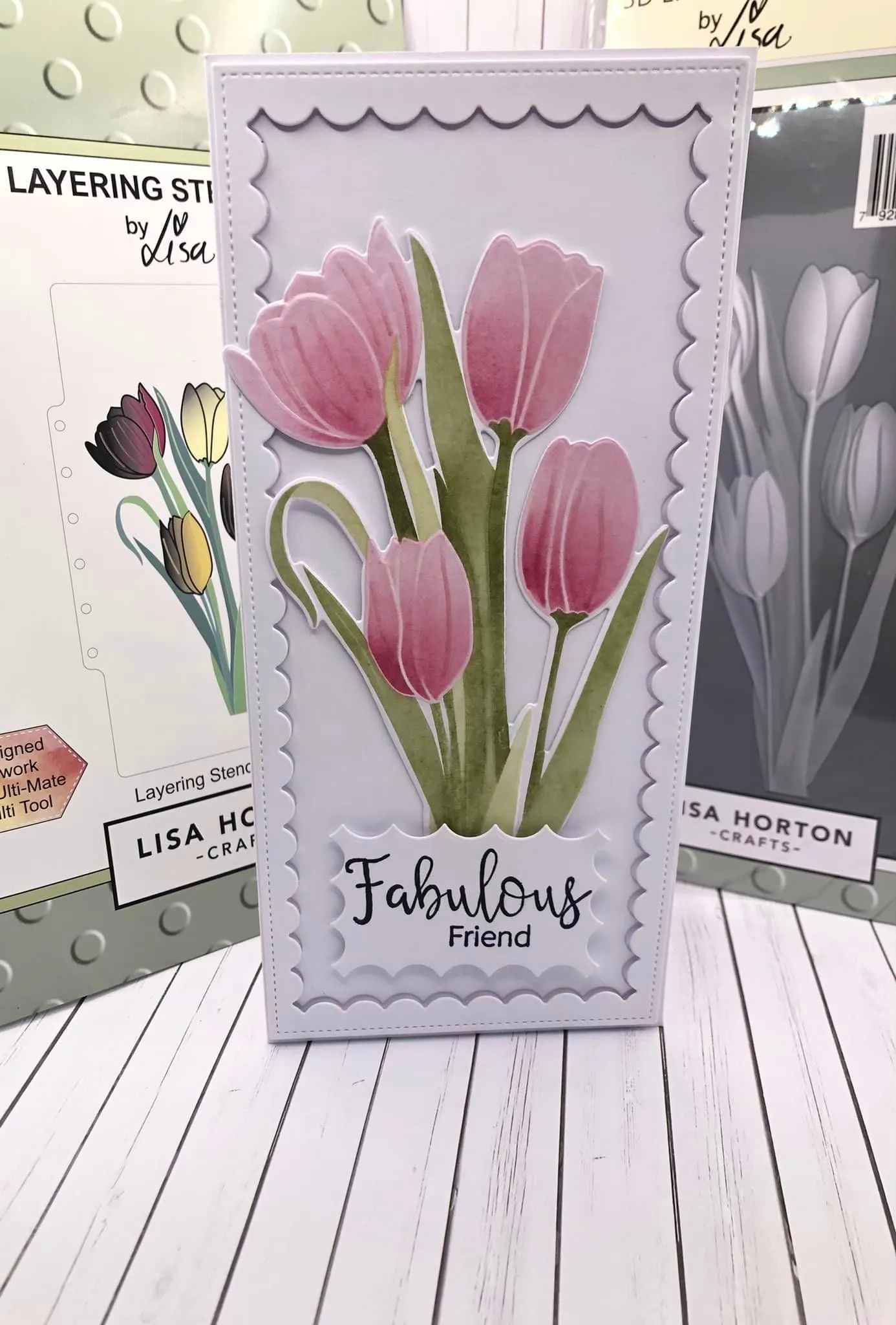 Lisa Horton Crafts Tulips Slimline Layering Stencils