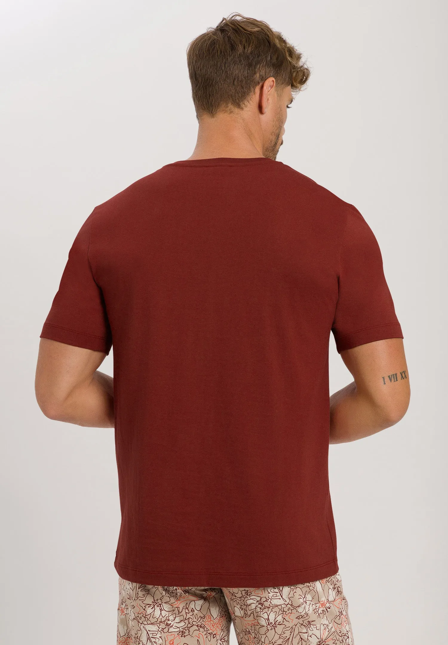 Living Shirts Jersey Cotton V-Neck T-Shirt | Russet Brown 75051-2750