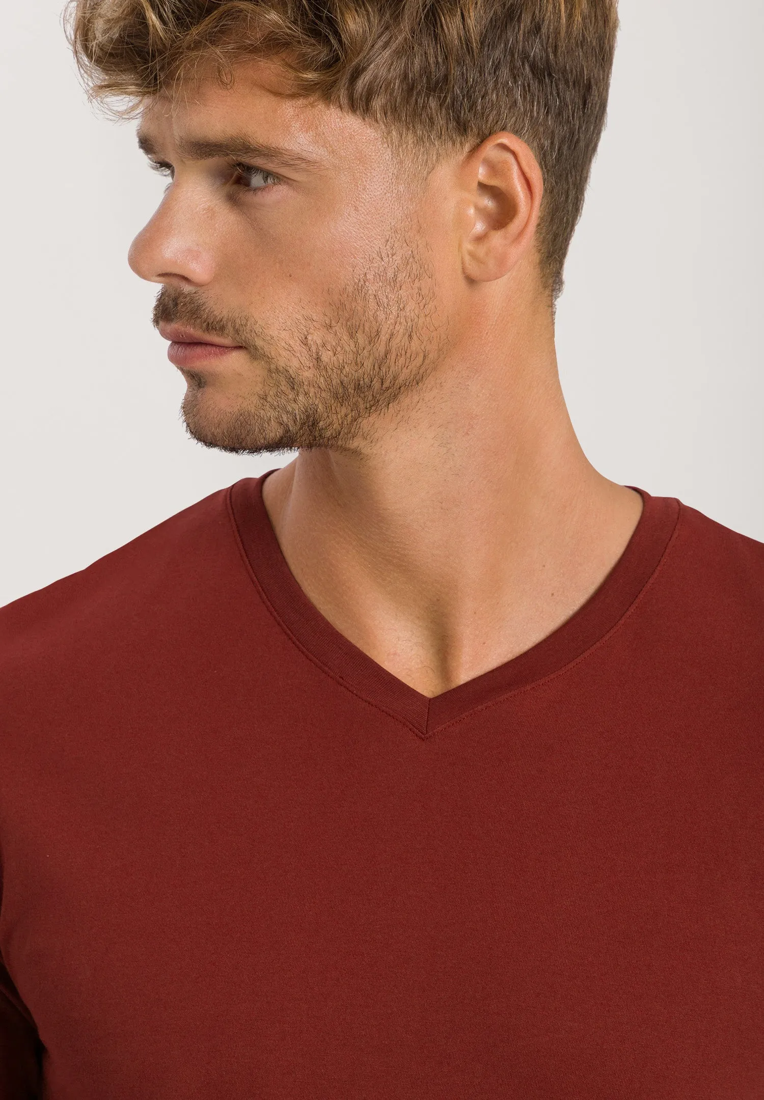 Living Shirts Jersey Cotton V-Neck T-Shirt | Russet Brown 75051-2750