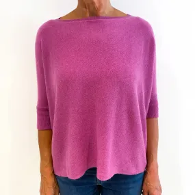 Loganberry Pink 3/4 Sleeve Cashmere Crew Neck Jumper Medium