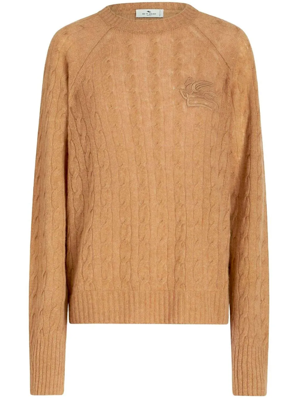 Logo-embroidered cable-knit jumper