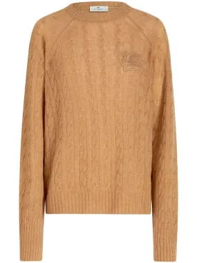 Logo-embroidered cable-knit jumper