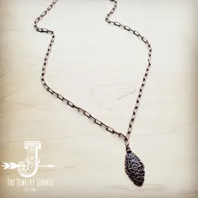 **Long Copper Layering Necklace Filigree Pendant 258s