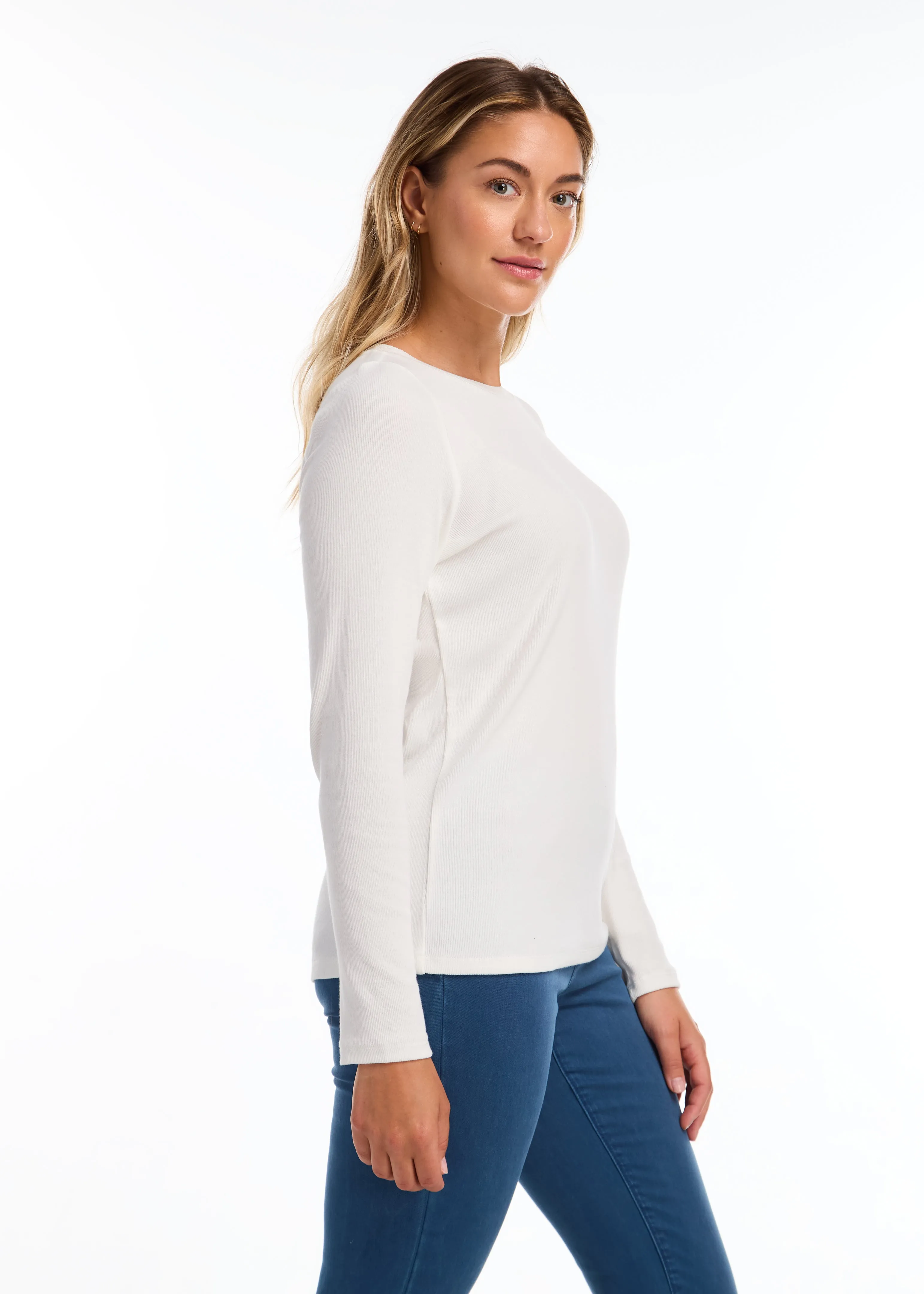 Long-Sleeve Boat Neck Top