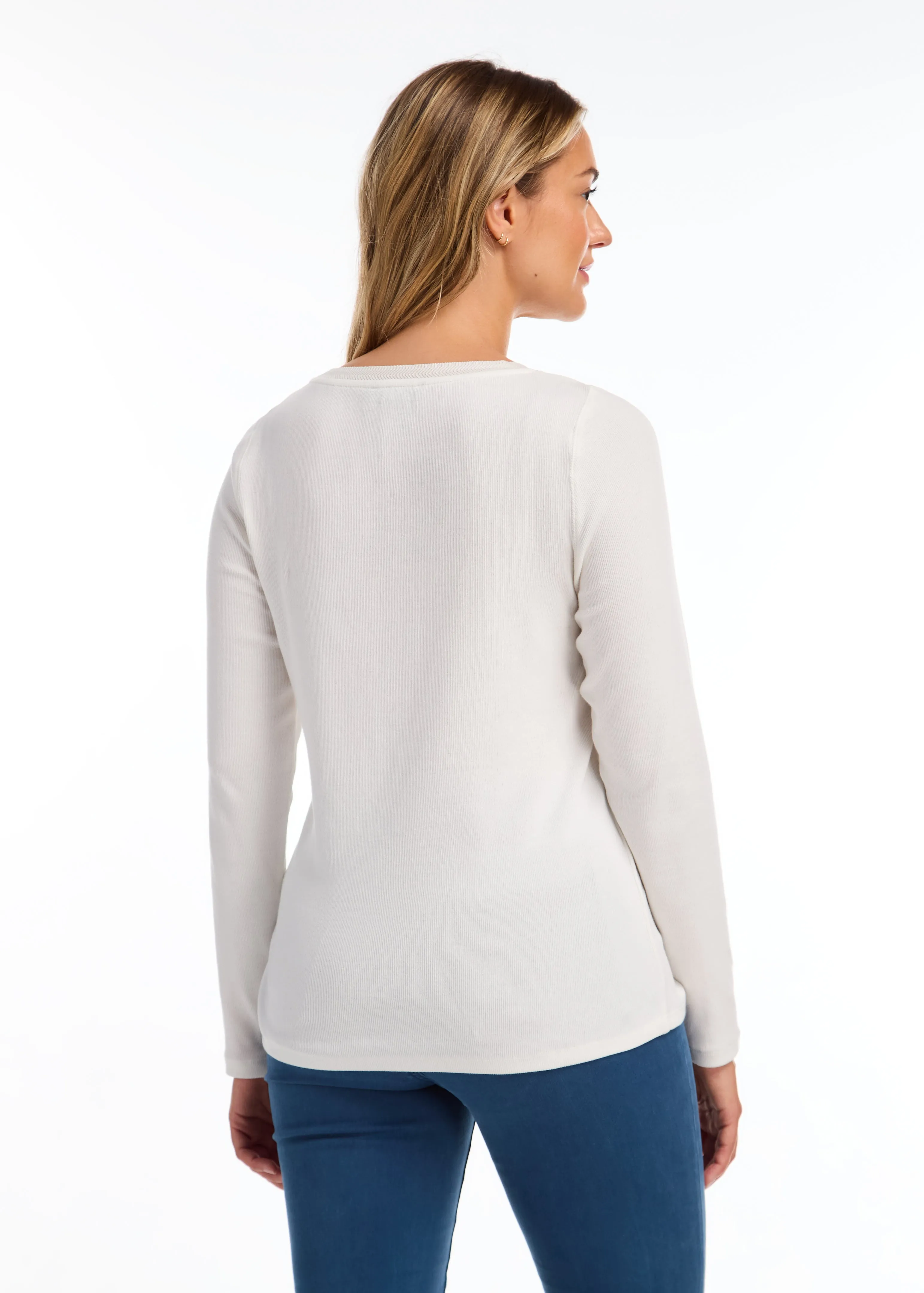 Long-Sleeve Boat Neck Top