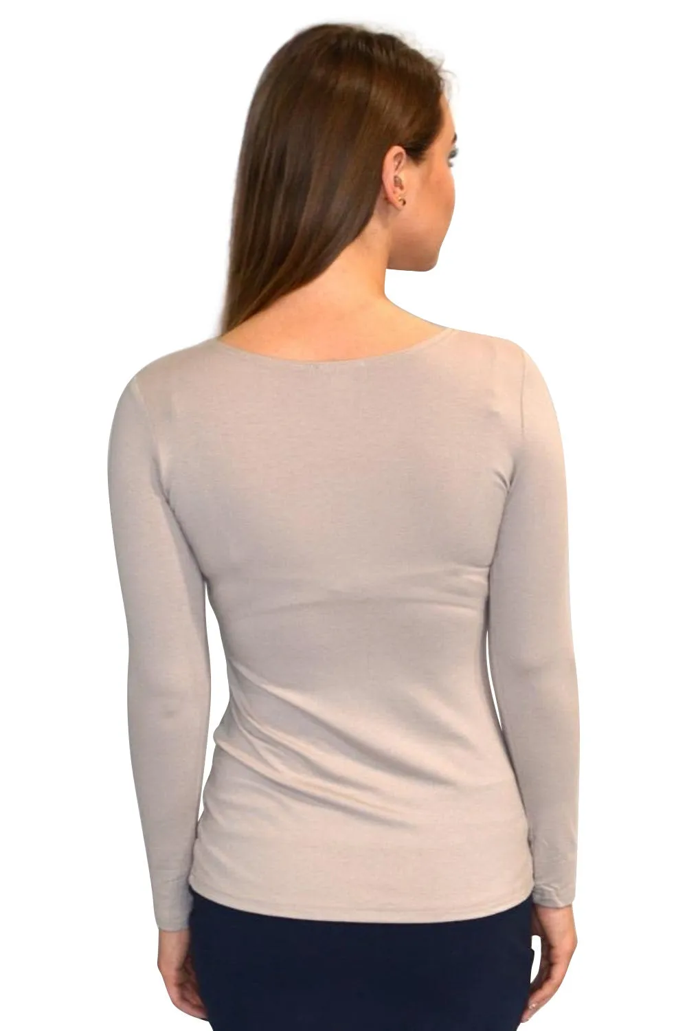 Long Sleeve Layering Tee 1223 in Taupe