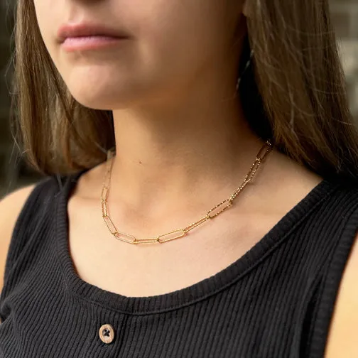 Luxe Link Textured Paperclip Chain Necklace (GOLD OR SILVER)