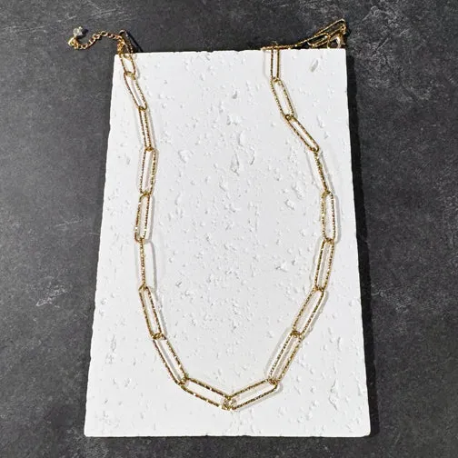 Luxe Link Textured Paperclip Chain Necklace (GOLD OR SILVER)
