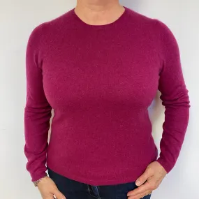 Magenta Pink Cashmere Crew Neck Jumper Large