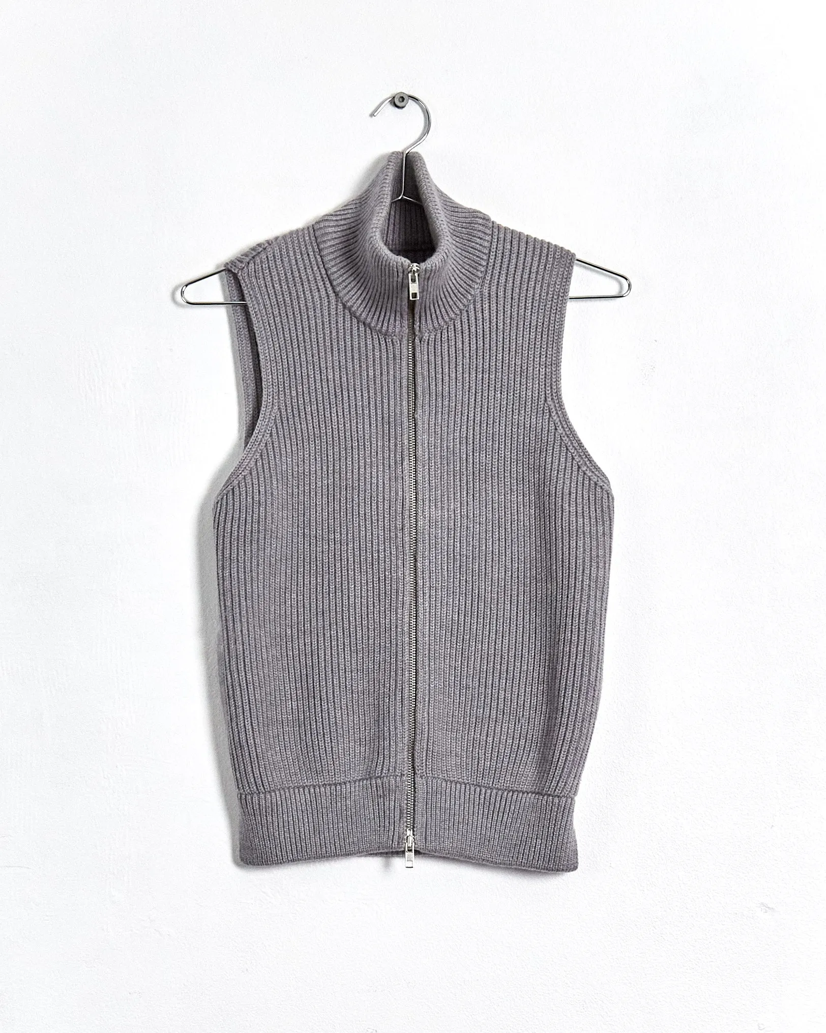 Maison Margiela zip front sleeveless knit, grey, 8