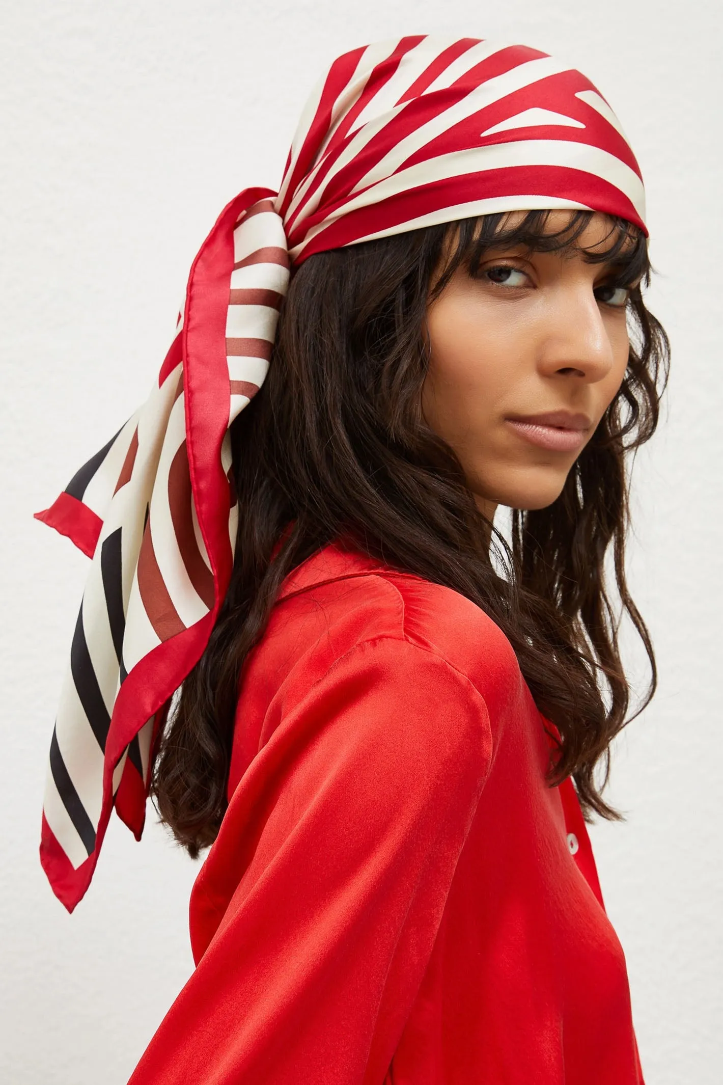 Marella Scarf Rama Red Wave Print Silk 2423546086200