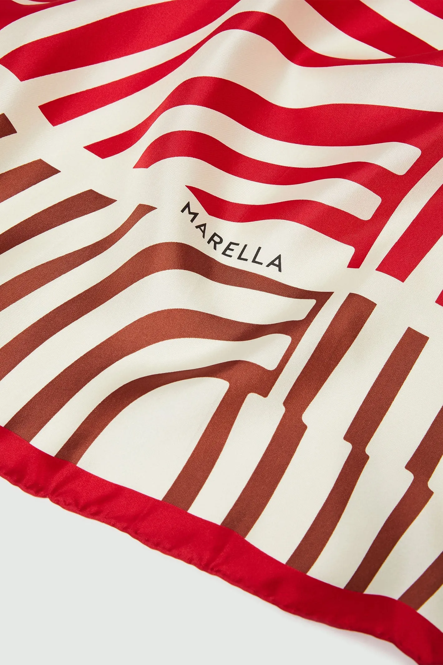Marella Scarf Rama Red Wave Print Silk 2423546086200