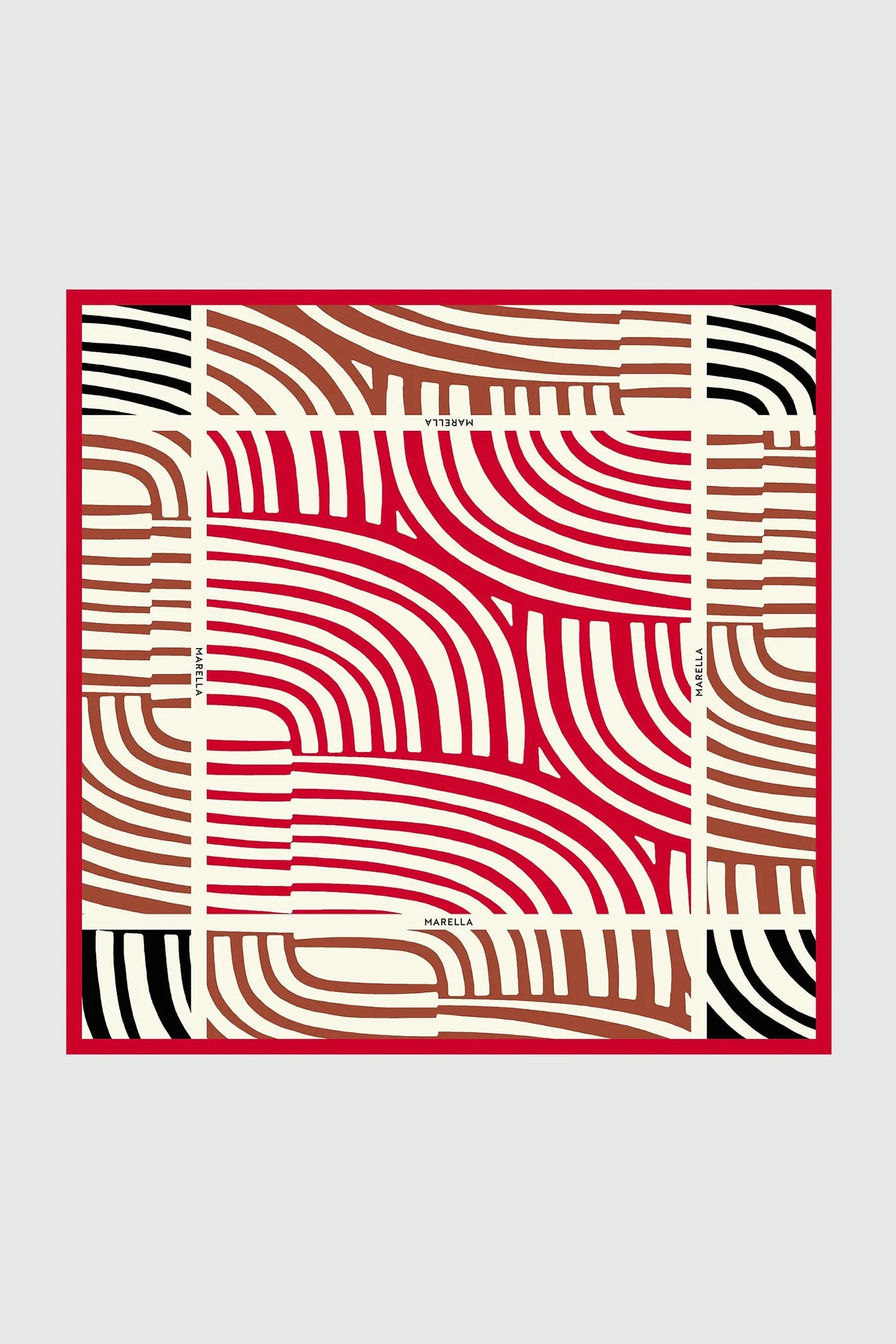 Marella Scarf Rama Red Wave Print Silk 2423546086200