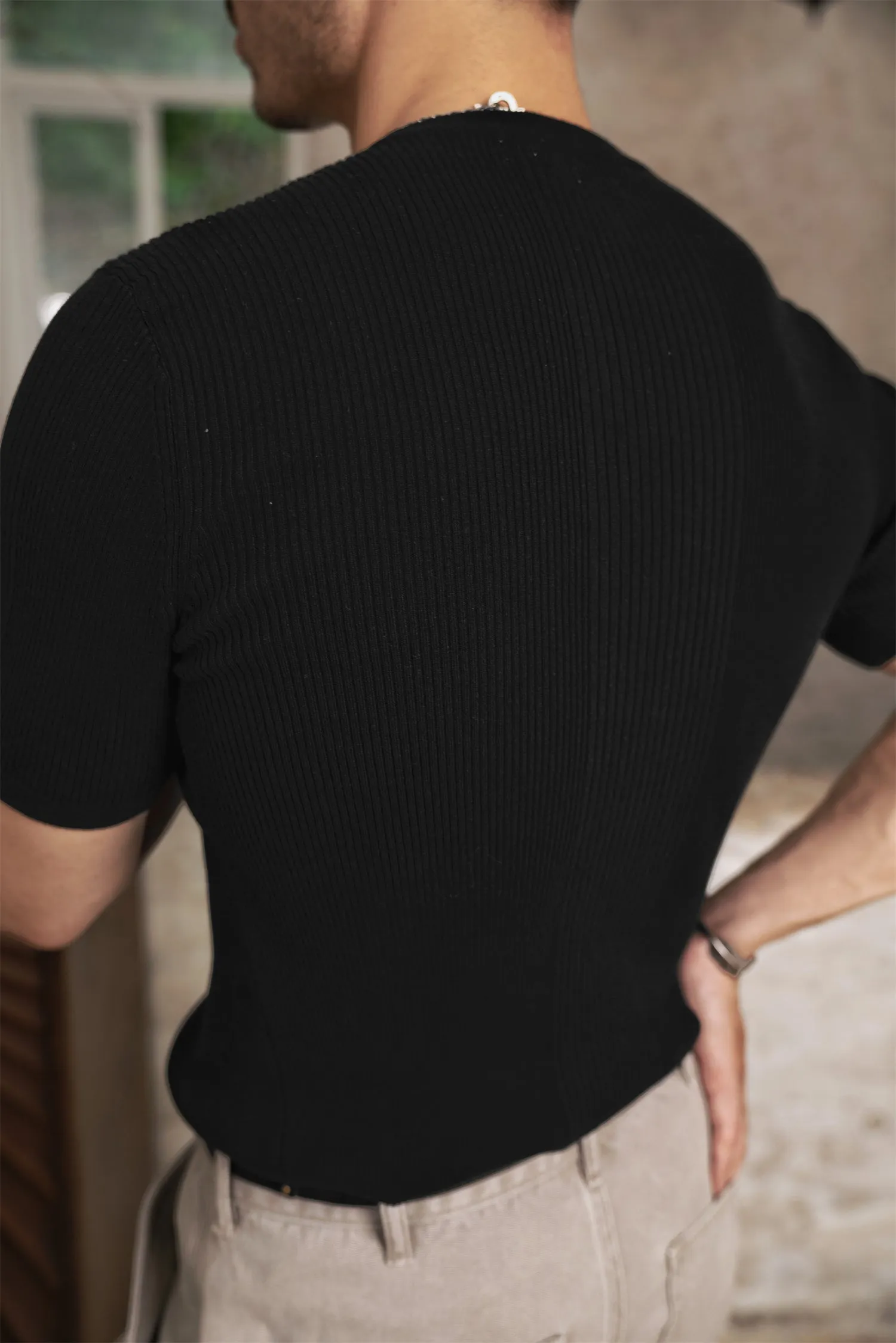 Men's Knitted Stretched T-shirt
