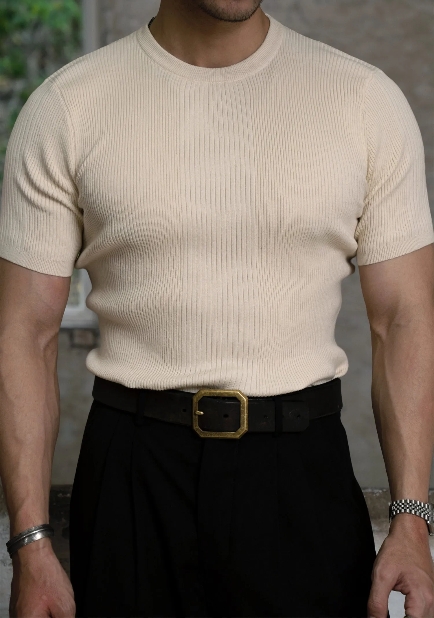 Men's Knitted Stretched T-shirt