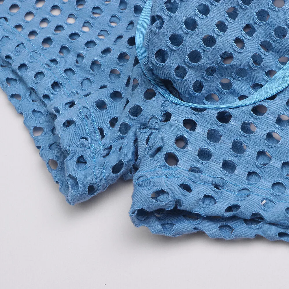 Men's Transparent Mesh Boxers - Solid Color Underwear with Breathable Holes