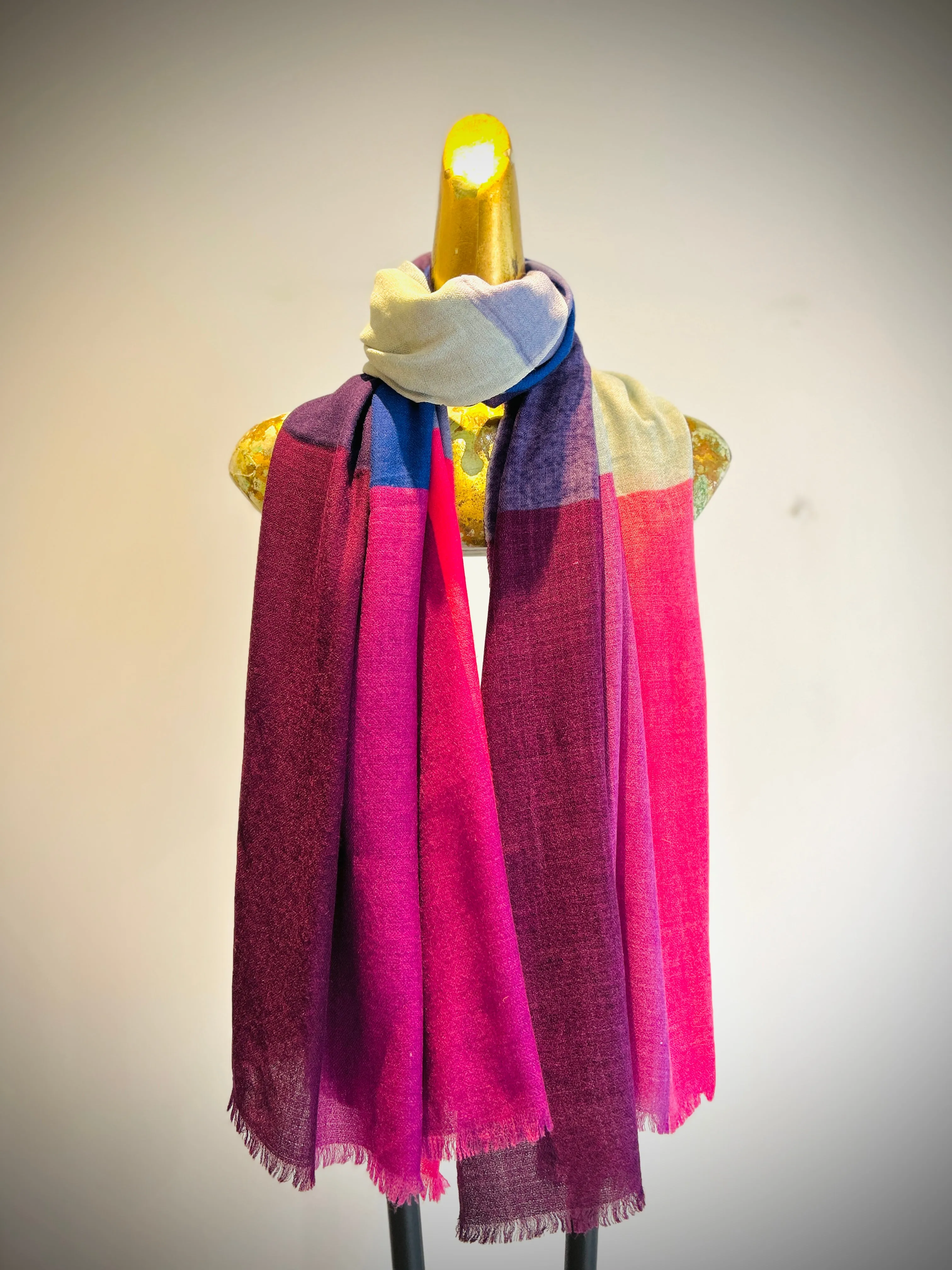 Merino Wool Silk Printed Shawl.     April Sale 25% Off ....At Checkout Use Code April25