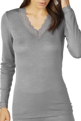 Mey 66003 Grey Silk Touch Wool Long Sleeve Top