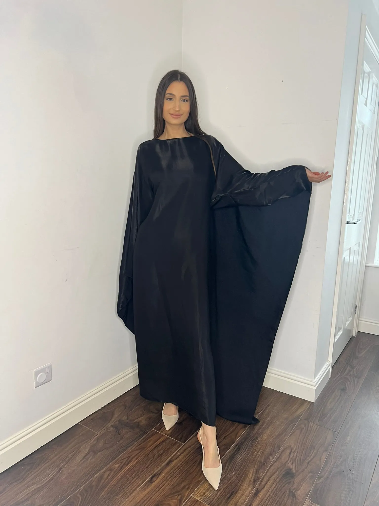 Mina Cape Dress- Shimmer Black