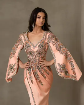 Morgan Cape Sleeve Dress Embellished with Crystals