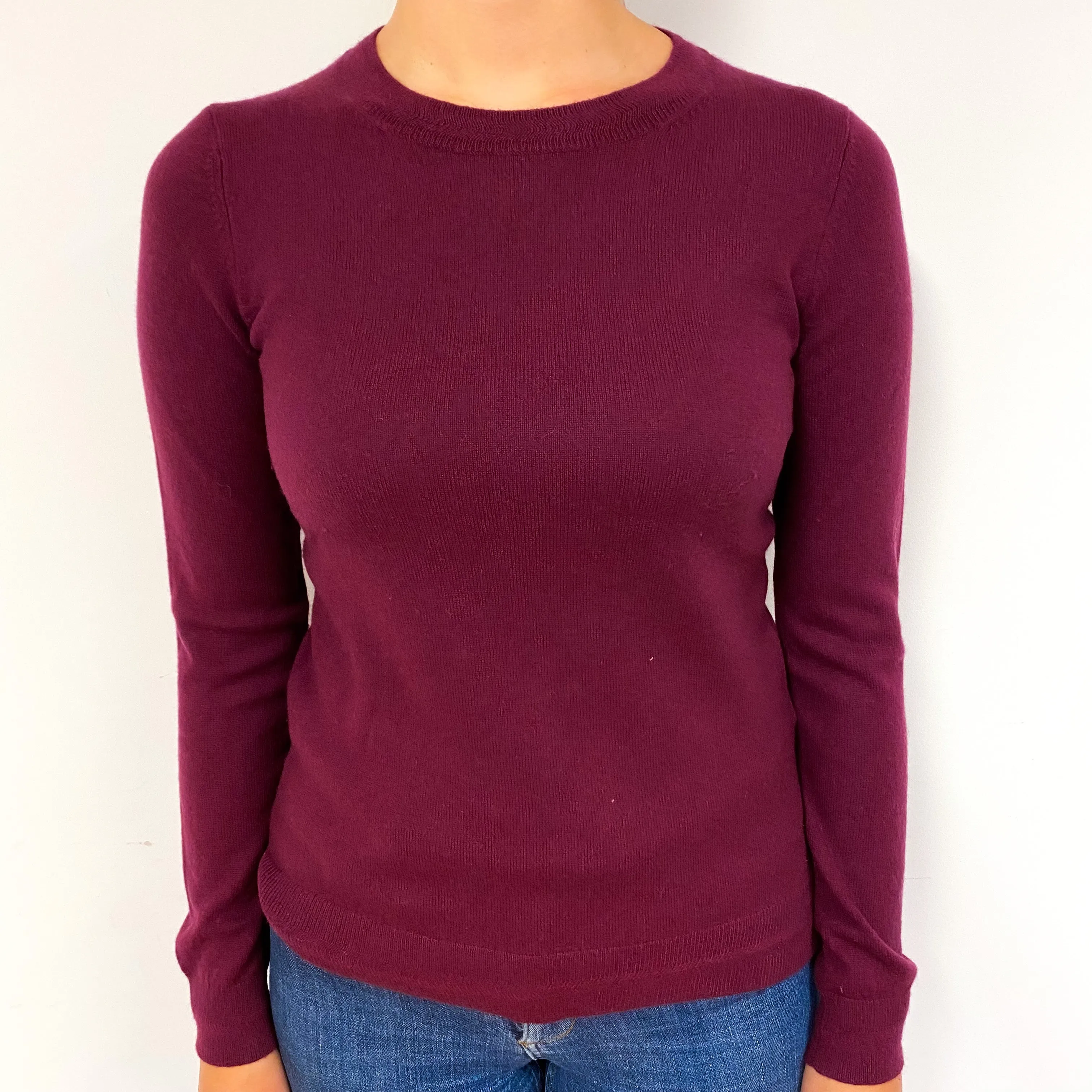 Mulberry Purple Cashmere Crew Neck Jumper Small