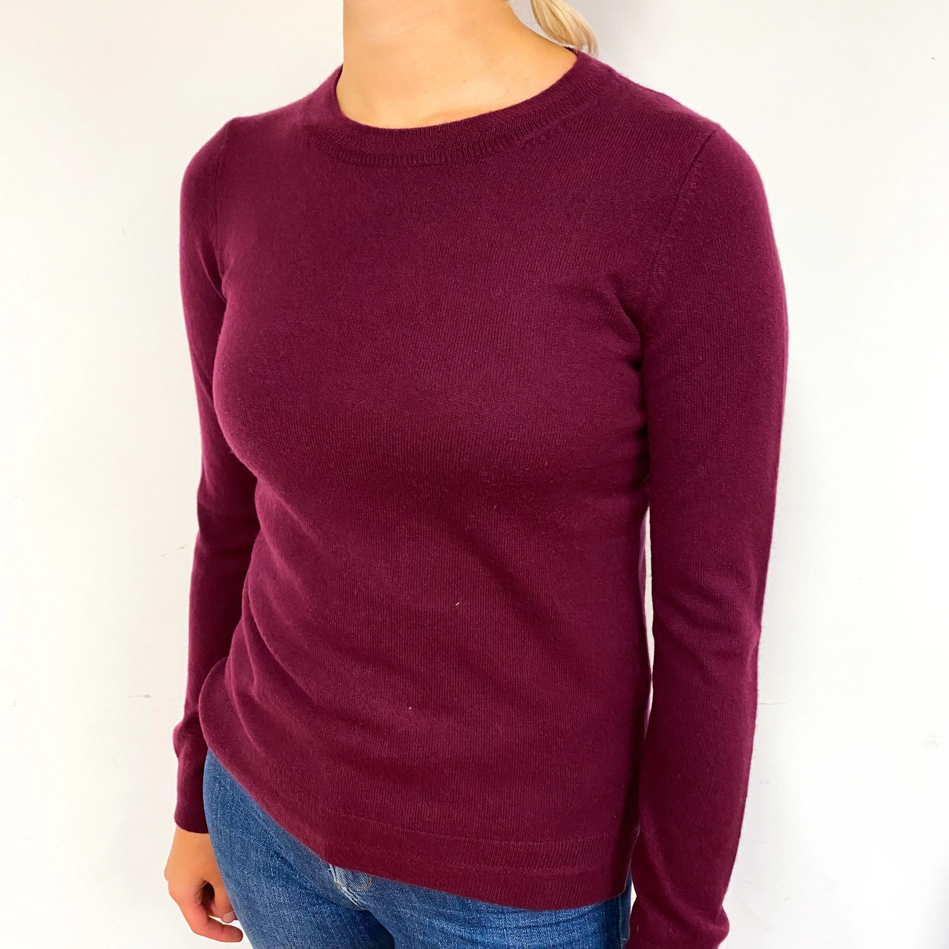 Mulberry Purple Cashmere Crew Neck Jumper Small