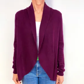 Mulberry Purple Cashmere Waterfall Cardigan Medium