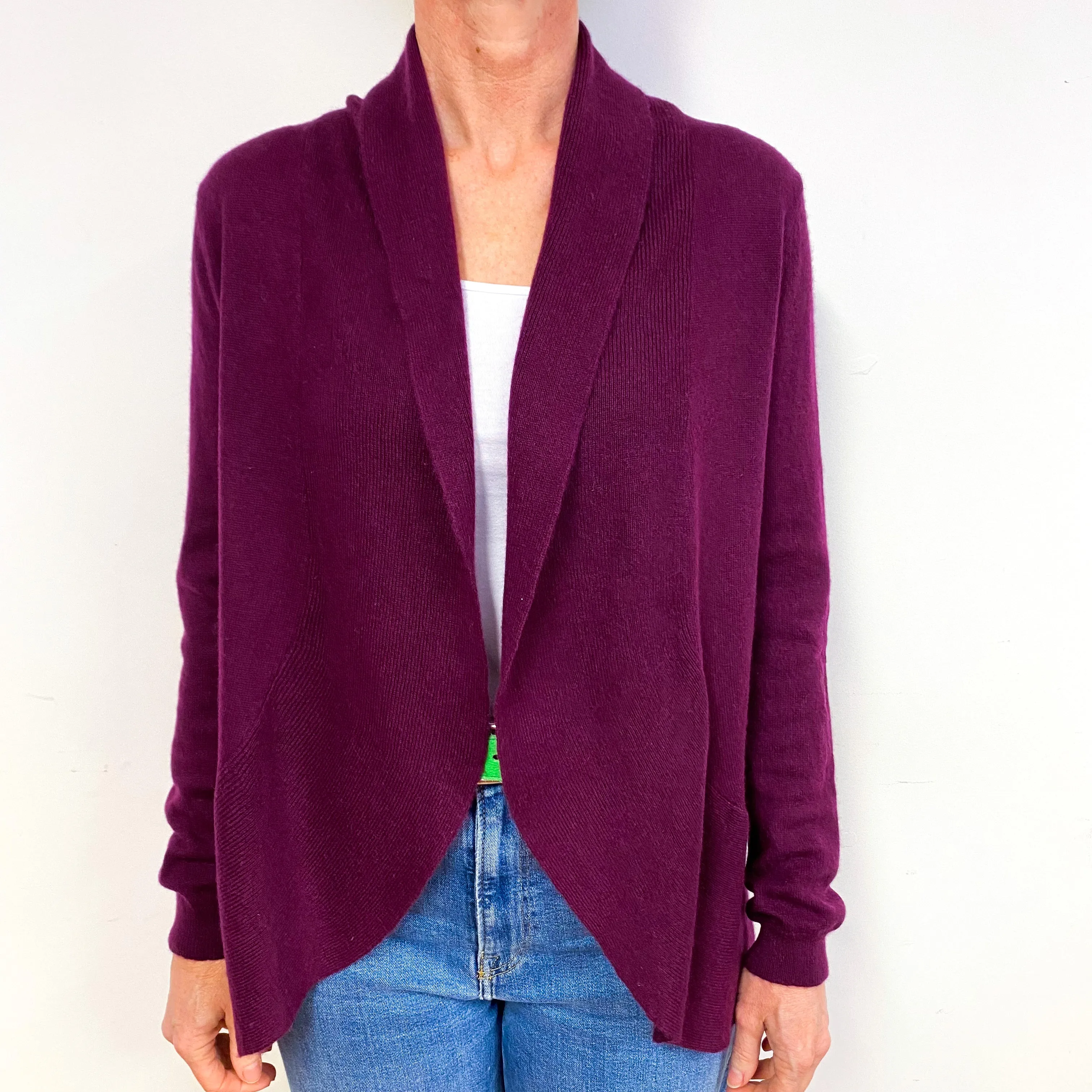 Mulberry Purple Cashmere Waterfall Cardigan Medium