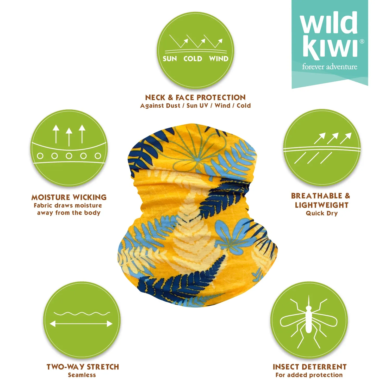 Multi Scarf | Face Mask | Bandana | Headband - Ferns