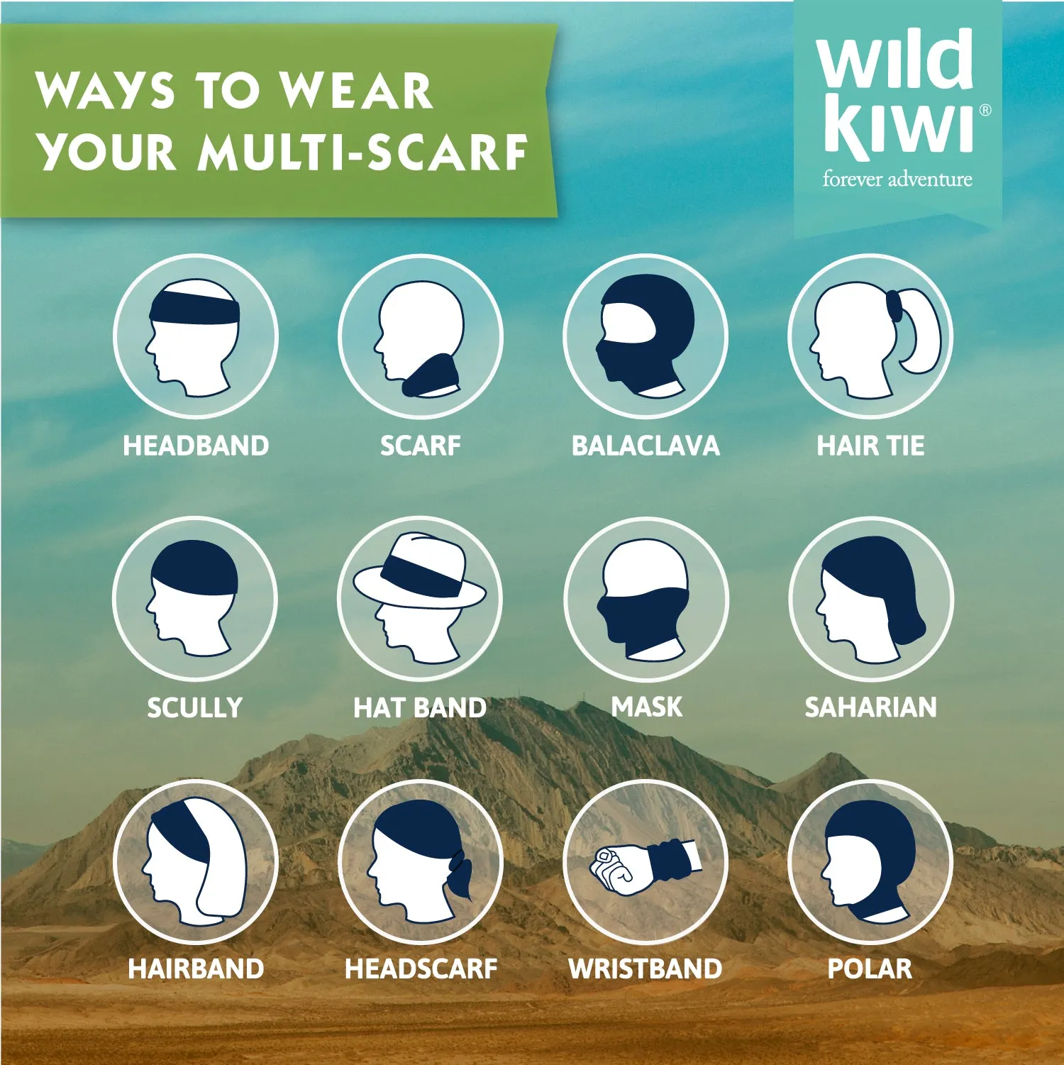 Multi Scarf | Face Mask | Bandana | Headband - Ferns