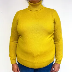 Mustard Yellow Cashmere Polo Neck Jumper Extra Large