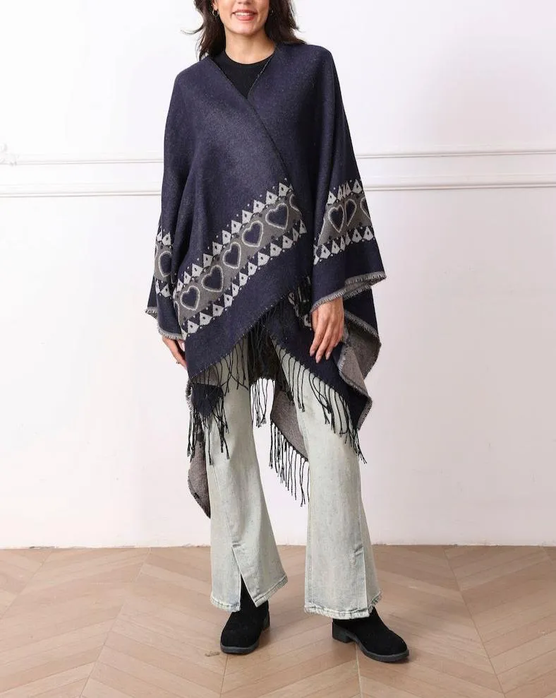 Navy and Grey Reversible Cape