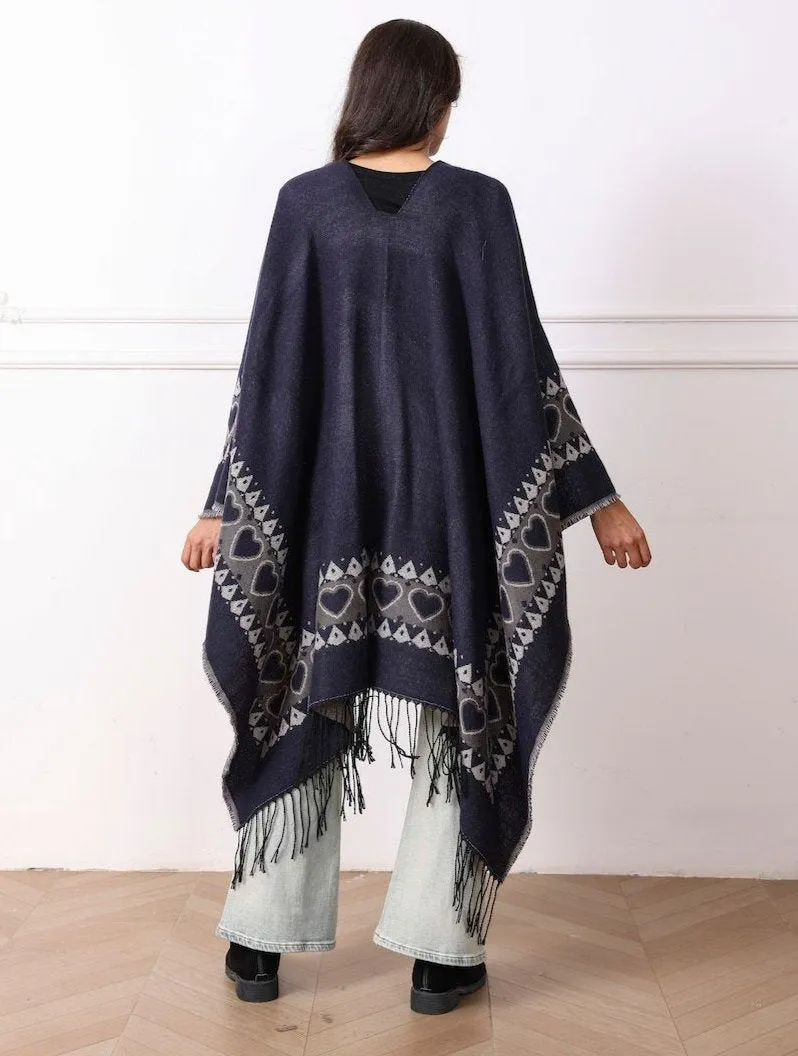 Navy and Grey Reversible Cape