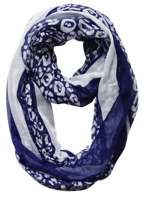 Navy Blue Peach Couture Retro Neon Animal Print Infinity Loop Scarf