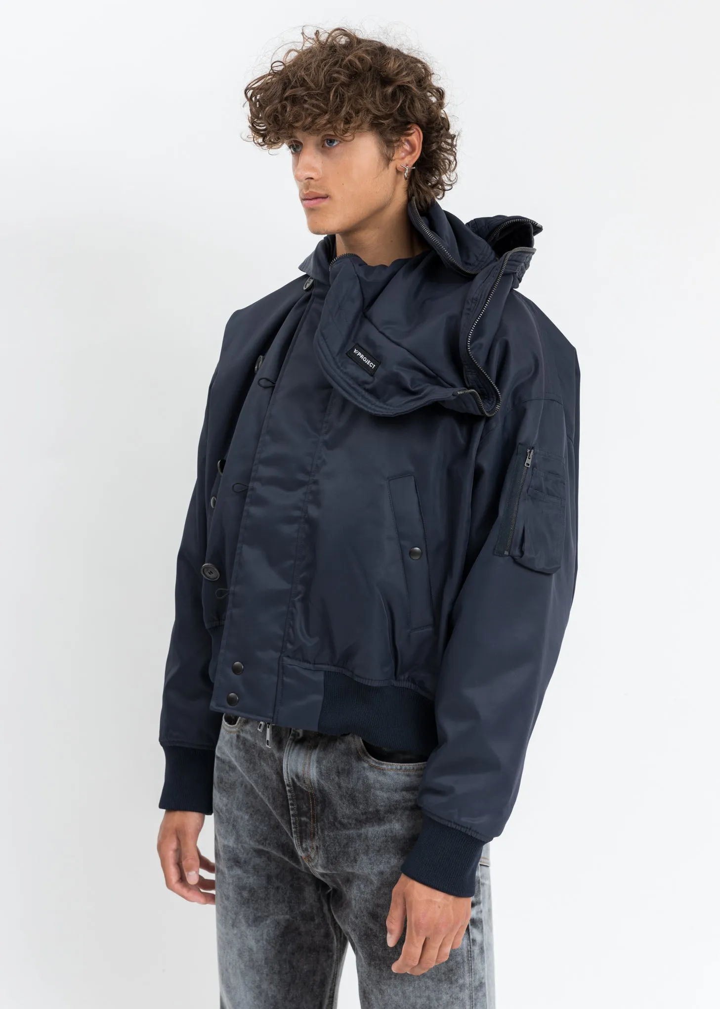 Navy Split Bomber Jacket