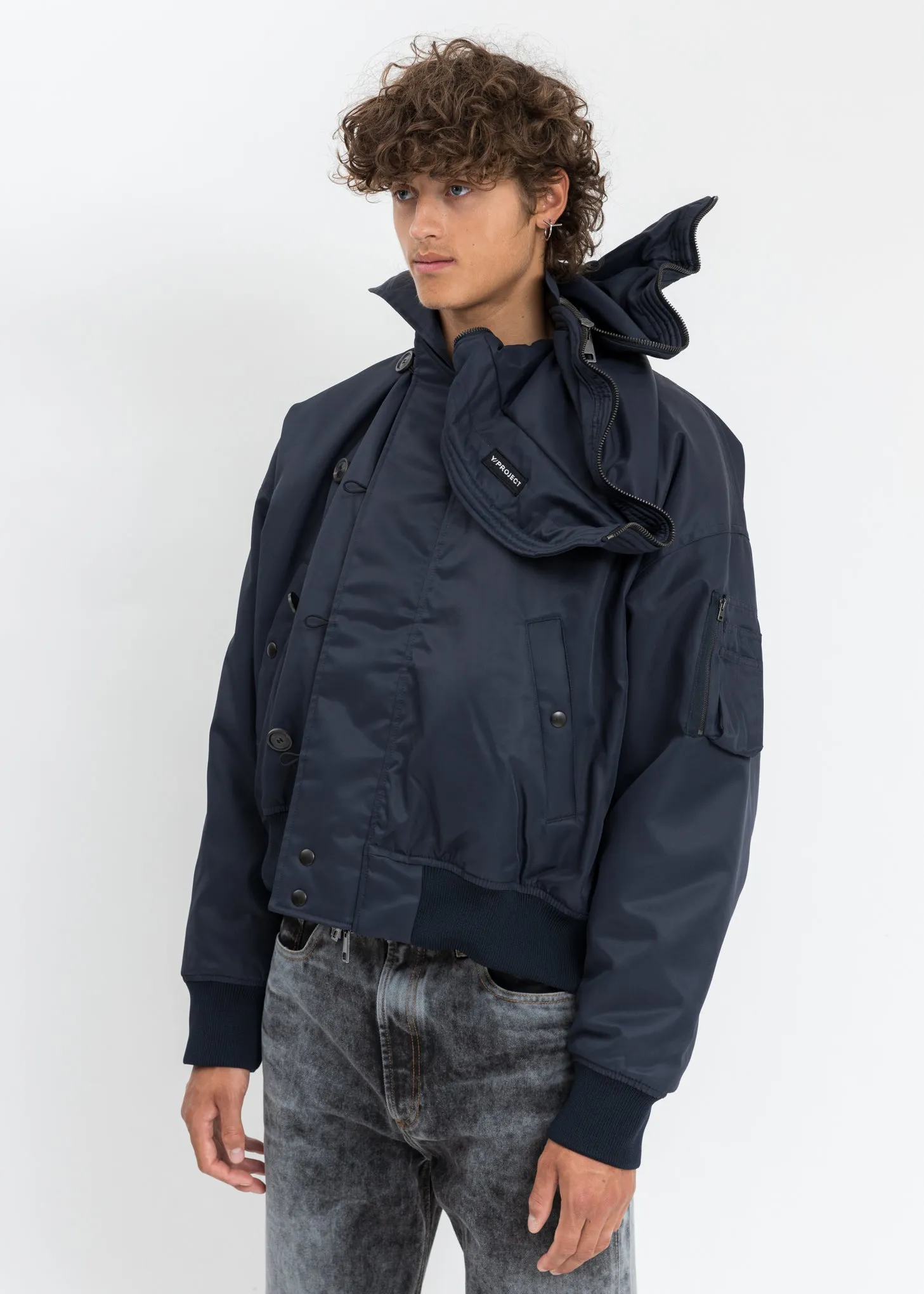 Navy Split Bomber Jacket