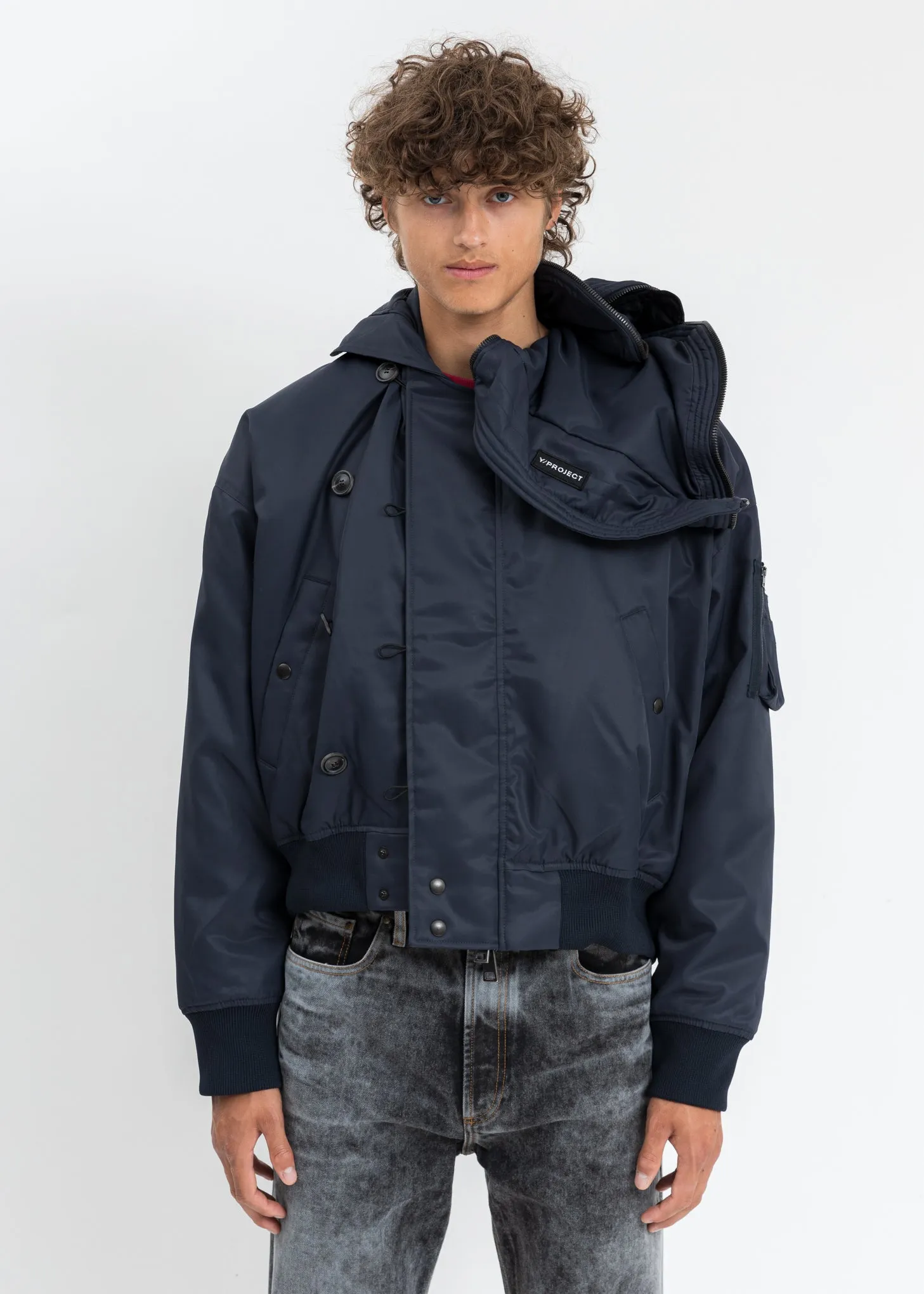 Navy Split Bomber Jacket