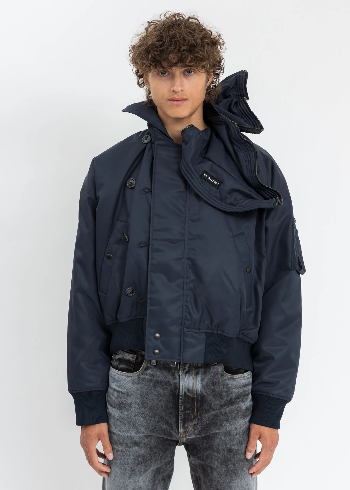 Navy Split Bomber Jacket