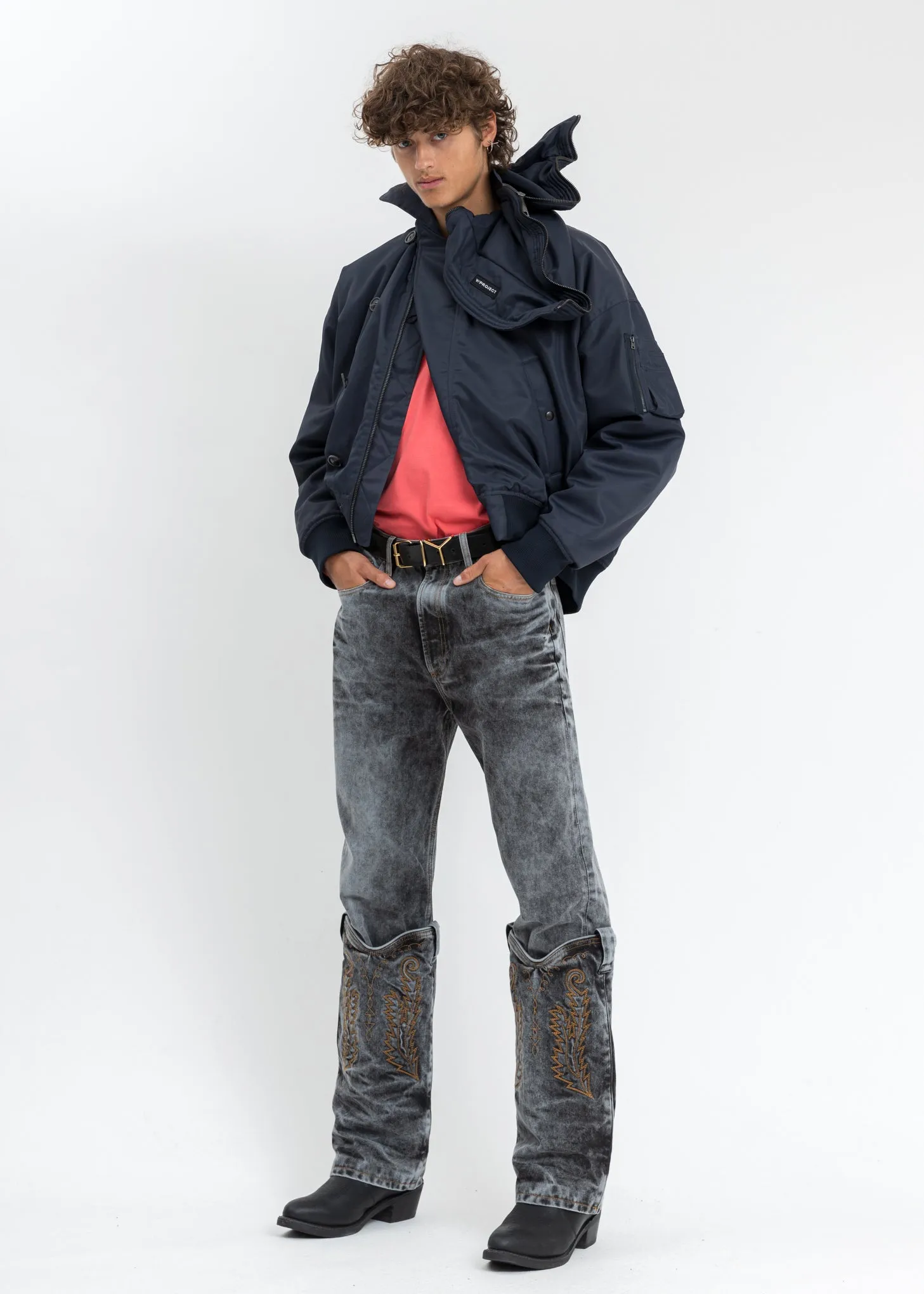 Navy Split Bomber Jacket