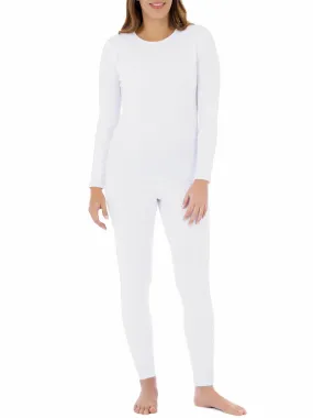 New Amazon Essentials Women's Waffle Thermal Undewear Crew Top and Bottom Set White, Sz Large! Great as Pj's!!