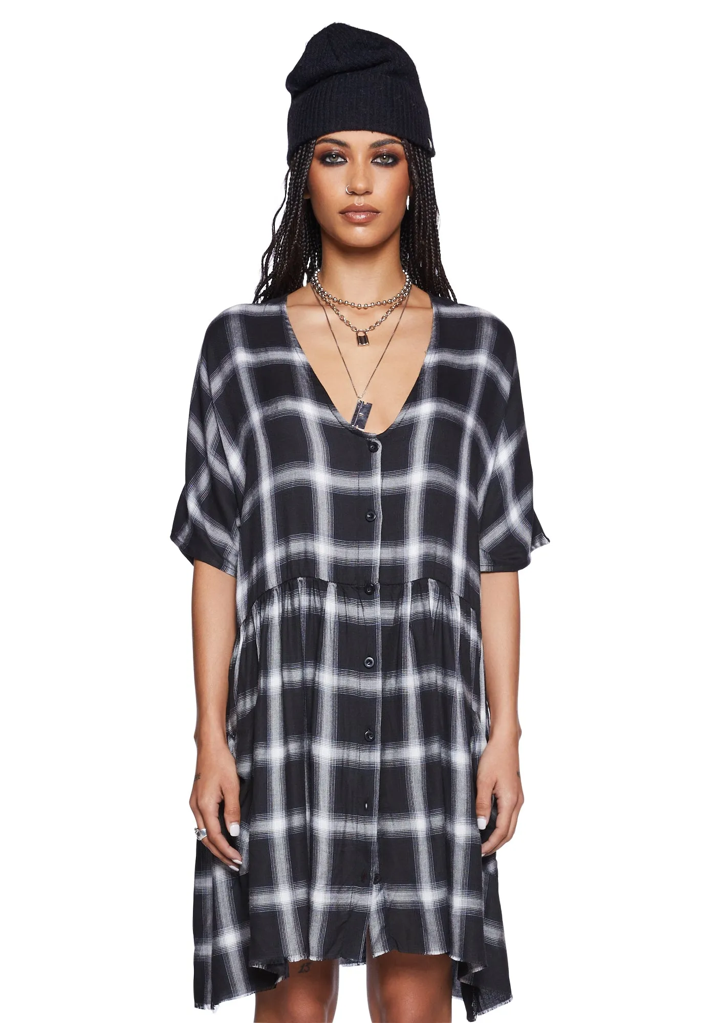 Not Your Babydoll Plaid Dress