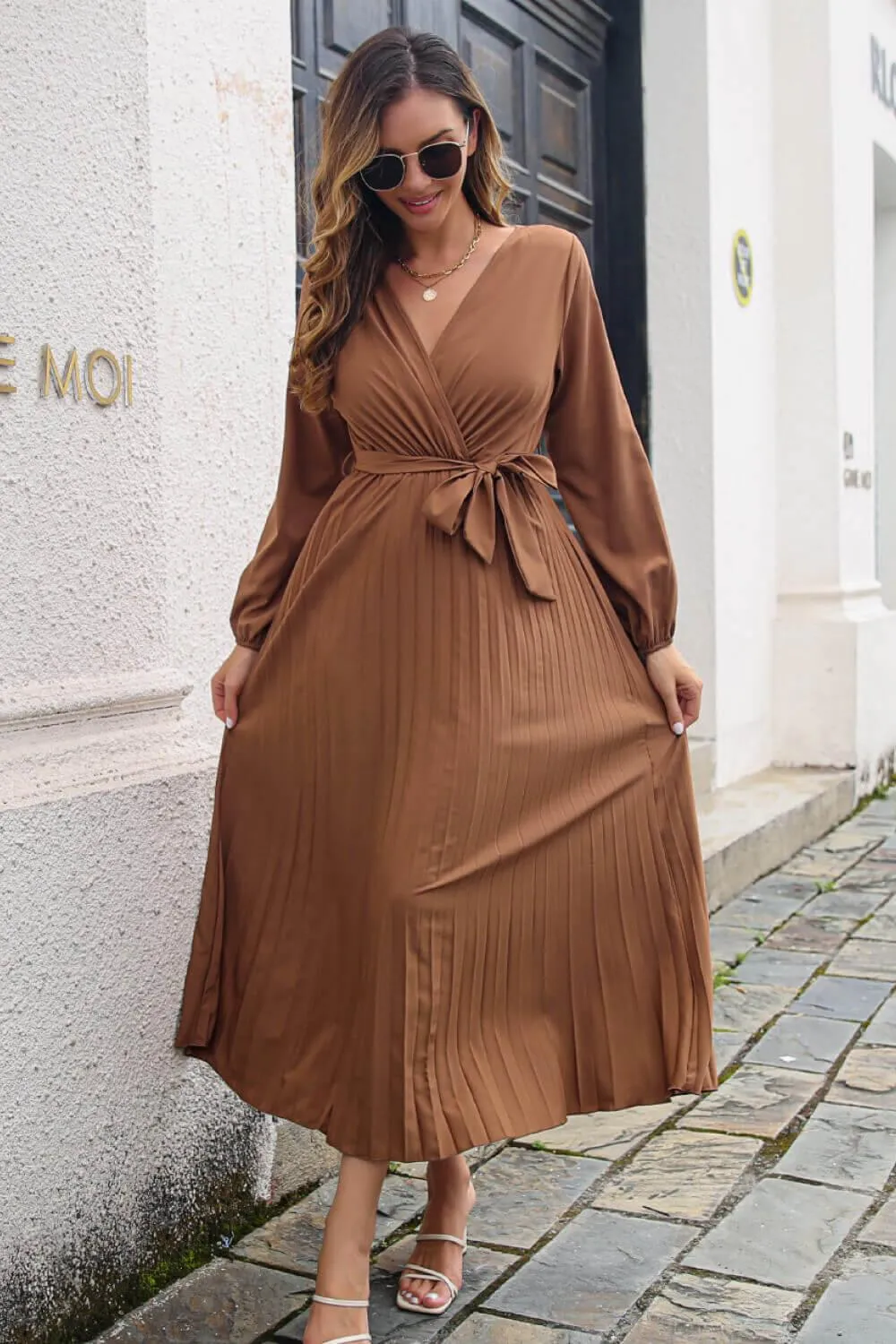 Nothing Ordinary Long Sleeve Pleated Maxi Dress