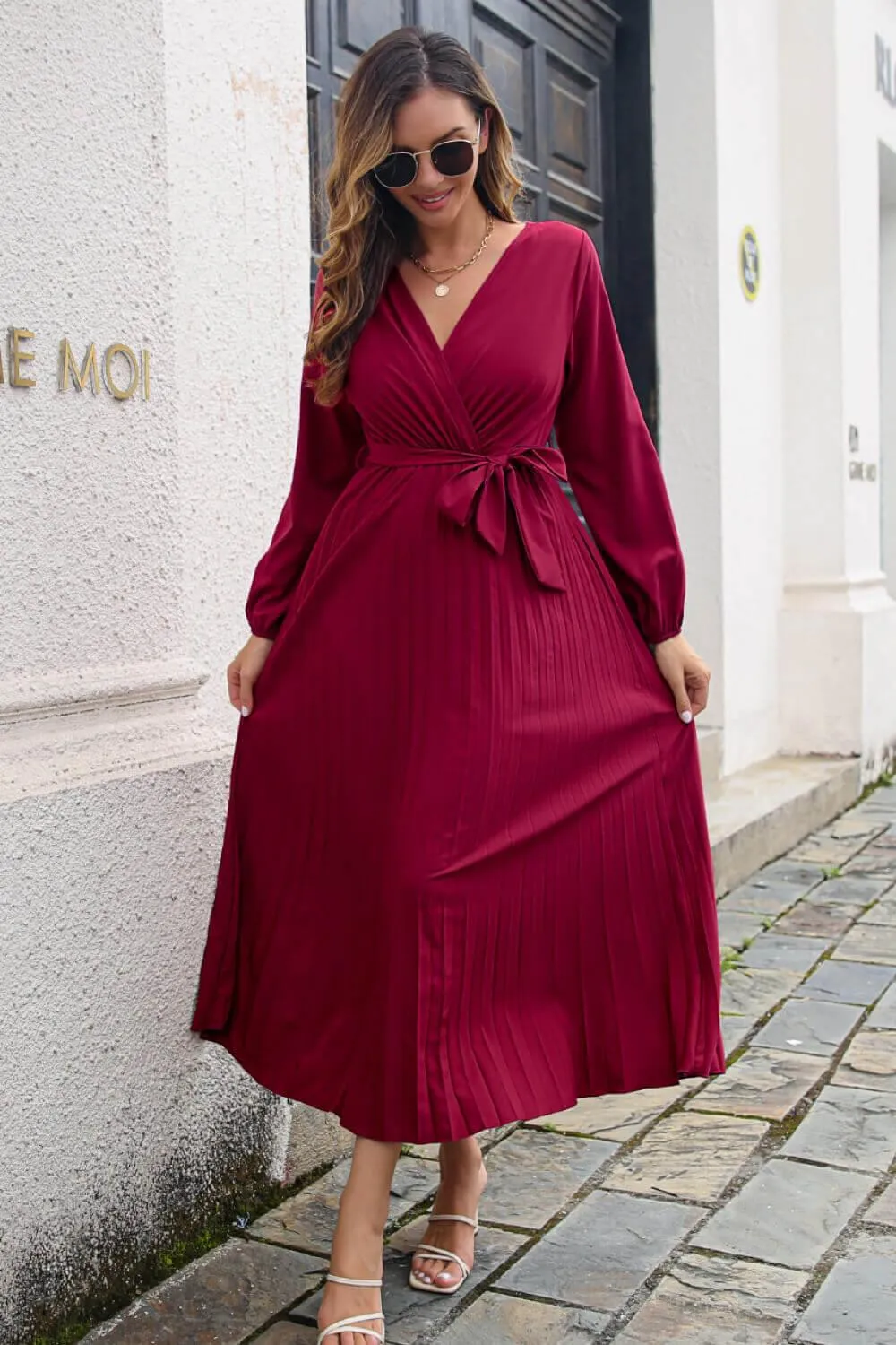 Nothing Ordinary Long Sleeve Pleated Maxi Dress