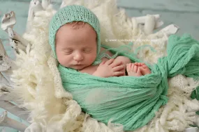 Ocean Blue Green Cheesecloth Baby Wrap Cheese Cloth Layering Piece